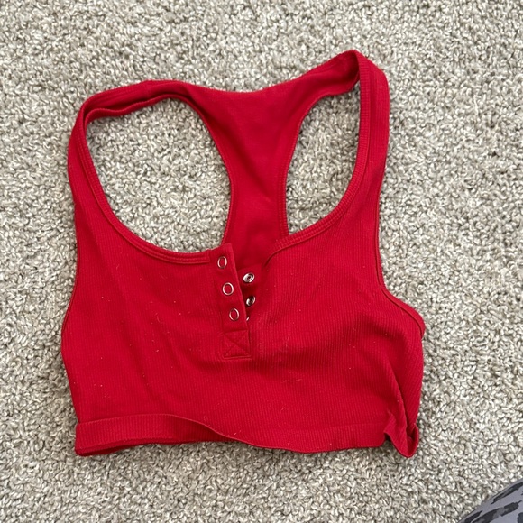 Red Racerback Crop Top - Picture 1 of 2
